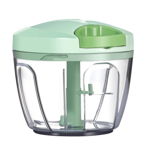 Ourokhome Procesador Manual: vista frontal en encimero, facilita picar ingredientes rápidamente.