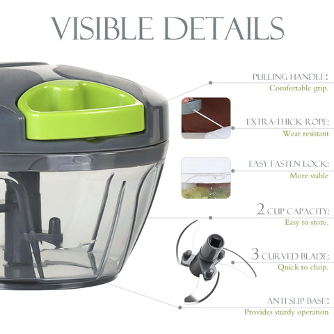 Ourokhome procesador manual para verduras: troceado uniforme para ensaladas.
