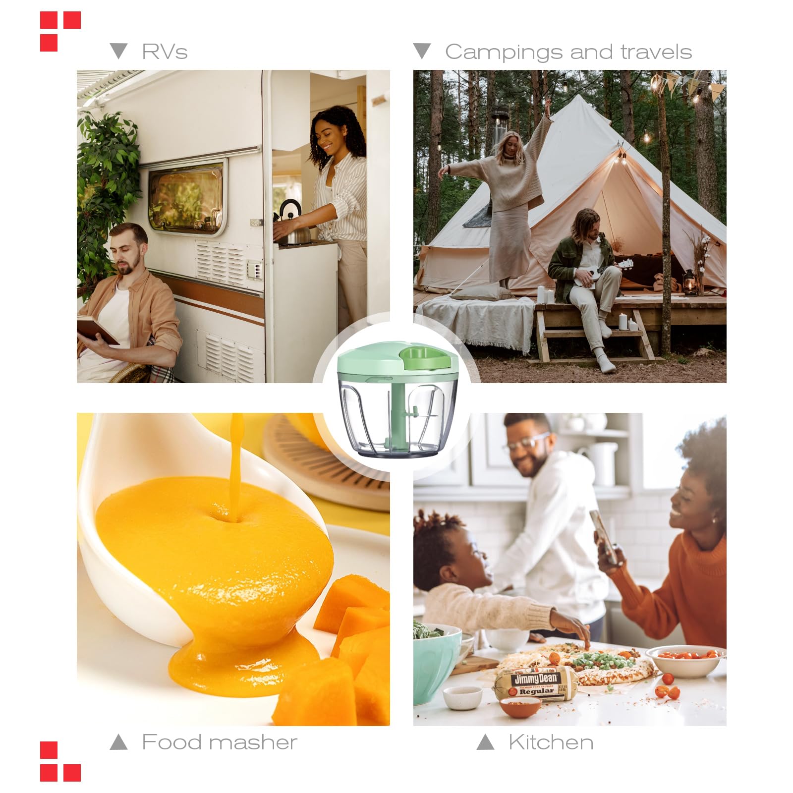 Ourokhome Procesador Manual: capacidad de 650 ml ideal para salsas.