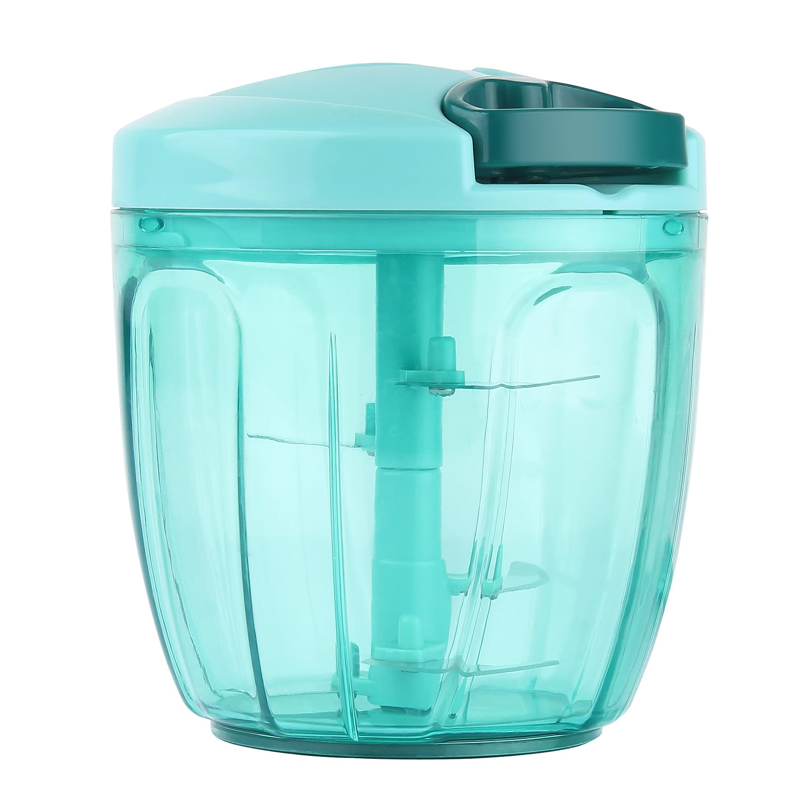 Ourokhome procesador manual en uso para picar verduras rápidamente