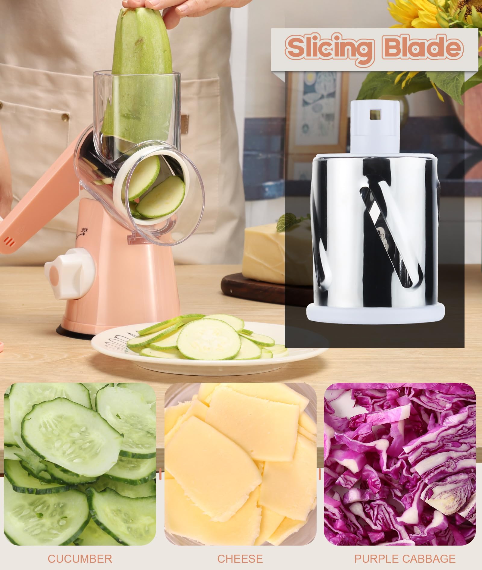 Rallador Ourokhome de acero inoxidable, diseño duradero para uso diario