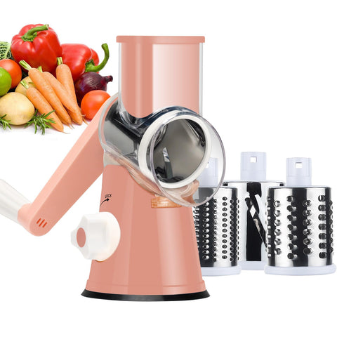 Ourokhome rallador de queso con manivela rosa, ideal para quesos suaves y duros