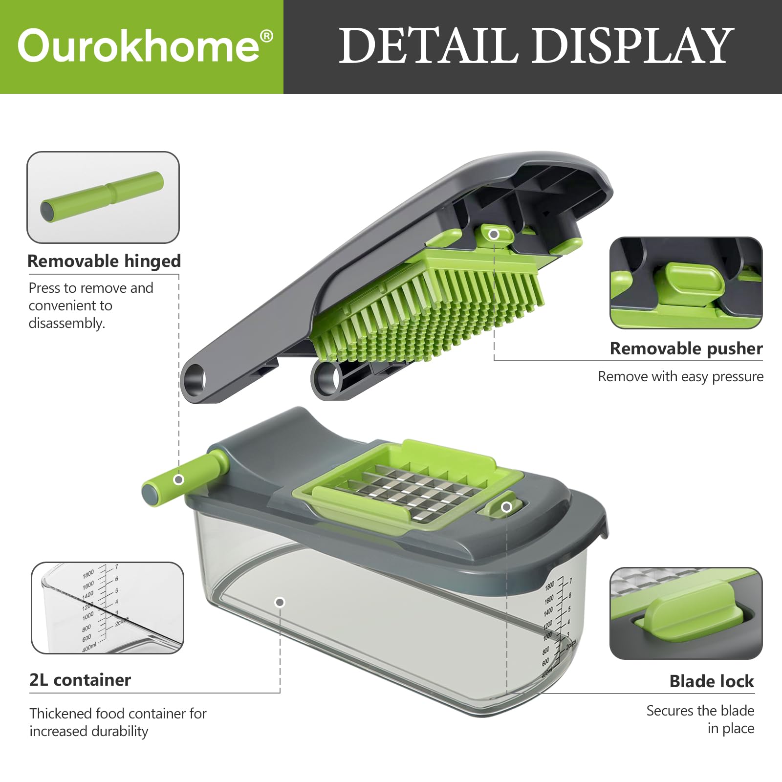 Empujador extraíble de Ourokhome facilita la limpieza.