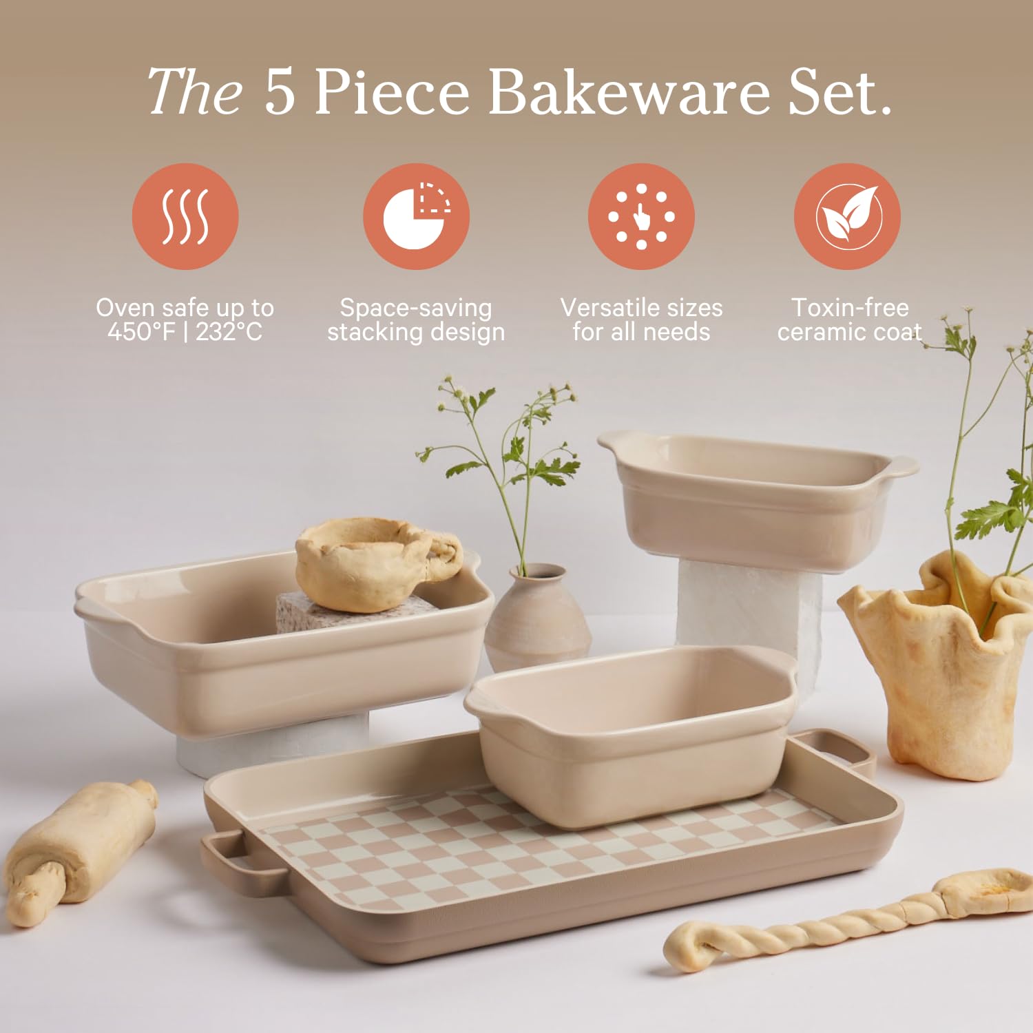 Our Place Bakeware Set bandeja-horno-principal, horneado parejo de galletas y pasteles.