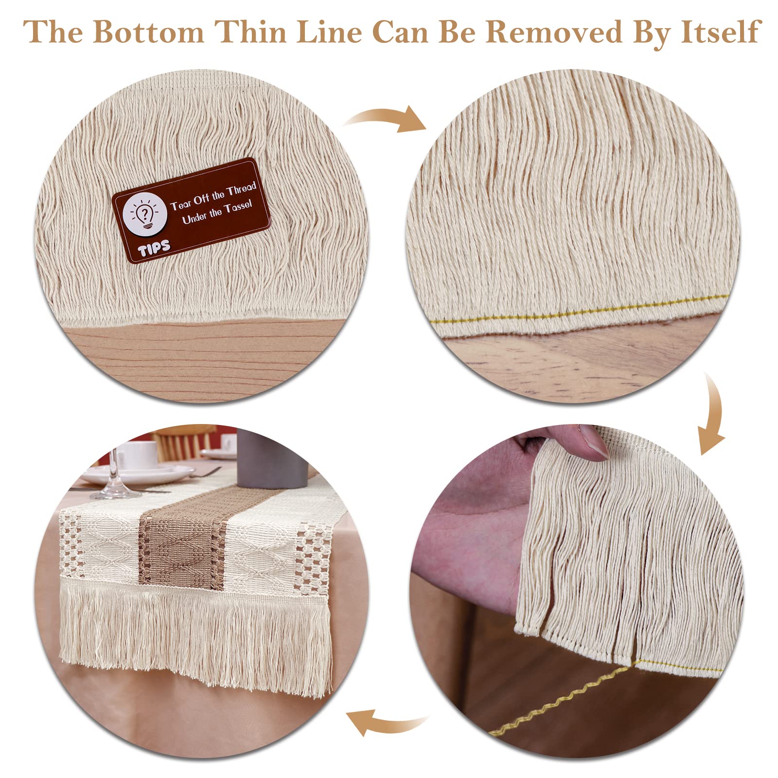OurWarm camino de mesa macramé: color natural para combinar con decoraciones