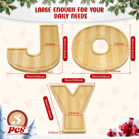 OurWarm JOY decoracion navidad con bandejas de bambu para mesa.