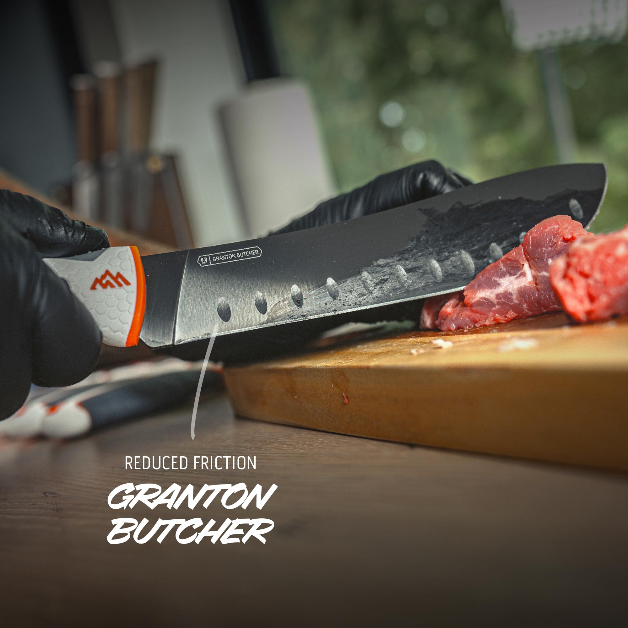 OUTDOOR EDGE ErgoMax boning-cuchillo detalle de filo afilado para despiece limpio.