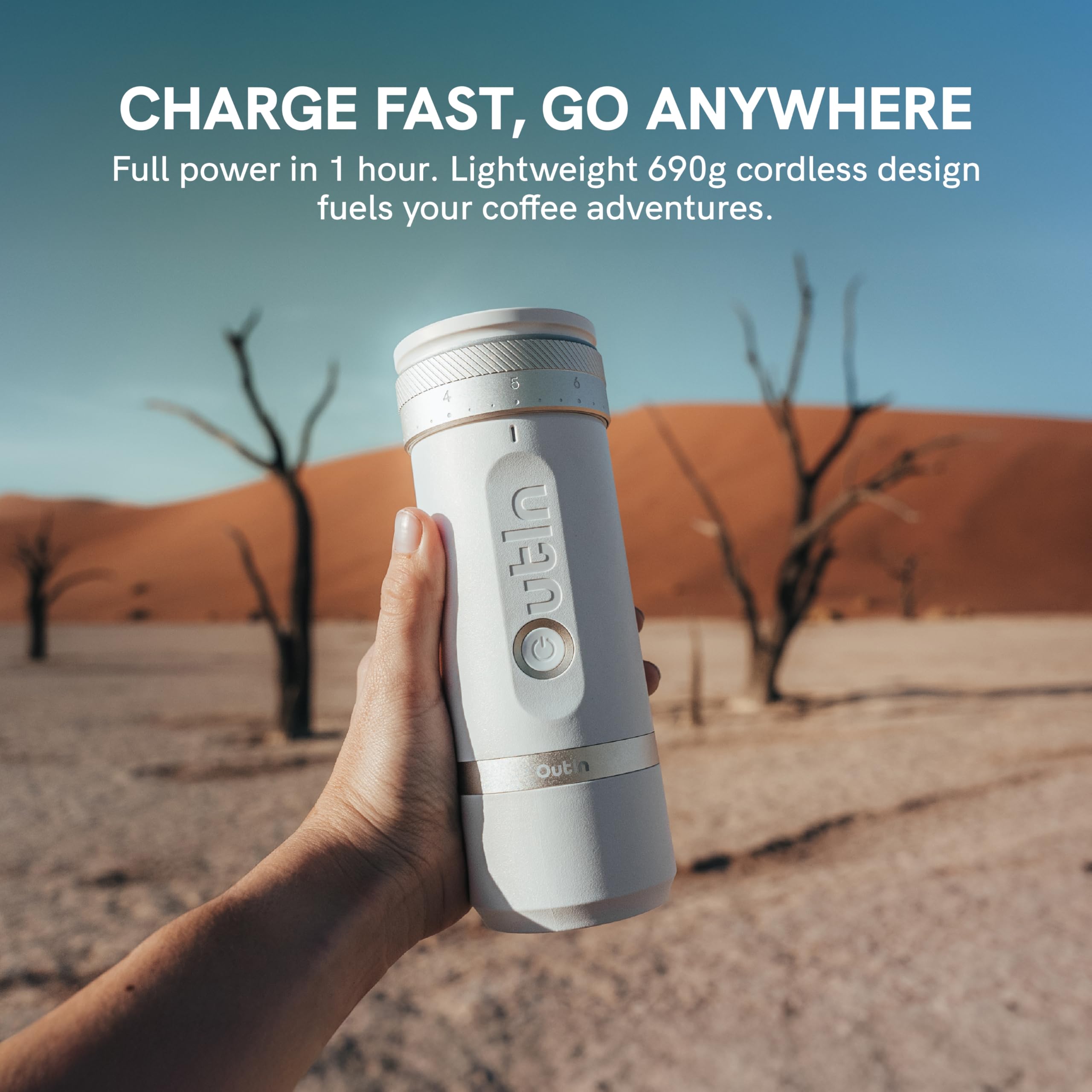 OutIn Fino Uso para viaje compacto y café fresco en ruta