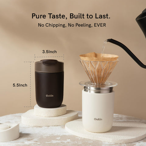 OutIn Travel Tumbler ideal para café o té en cualquier viaje.