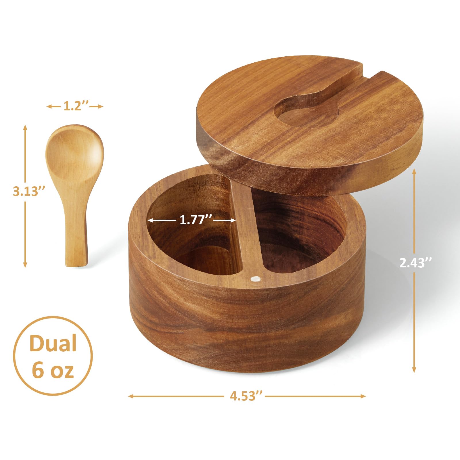 OUTNILI caja de sal de acacia con diseño natural que añade calidez a la cocina.