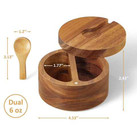 OUTNILI caja de sal de acacia con diseño natural que añade calidez a la cocina.