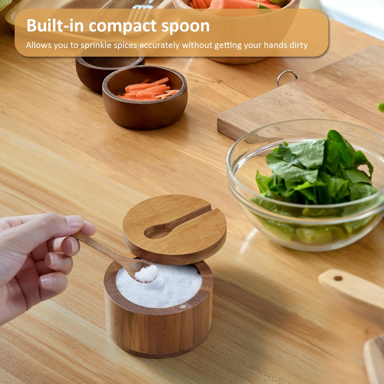 OUTNILI caja sal-para-cocina de madera acacia, elegante y funcional.