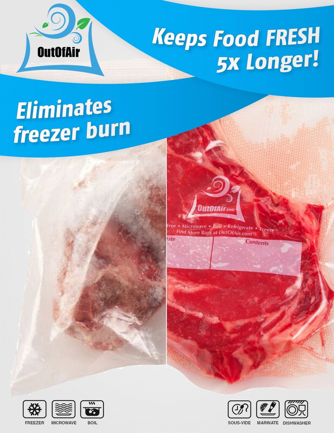Congelables y aptas para sous vide, facilita cocinar al vacío con control.