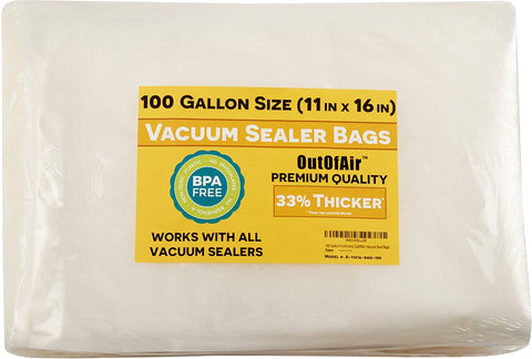 Bolsas OutOfAir 11x16 para uso casero, conservan alimentos frescos por más tiempo.