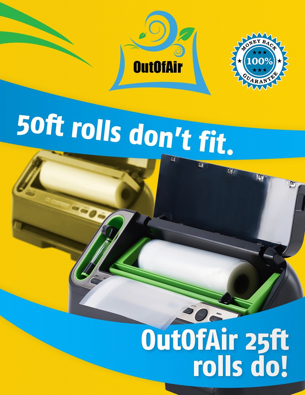 OutOfAir rollos compatibles con FoodSaver para sellados sin problemas