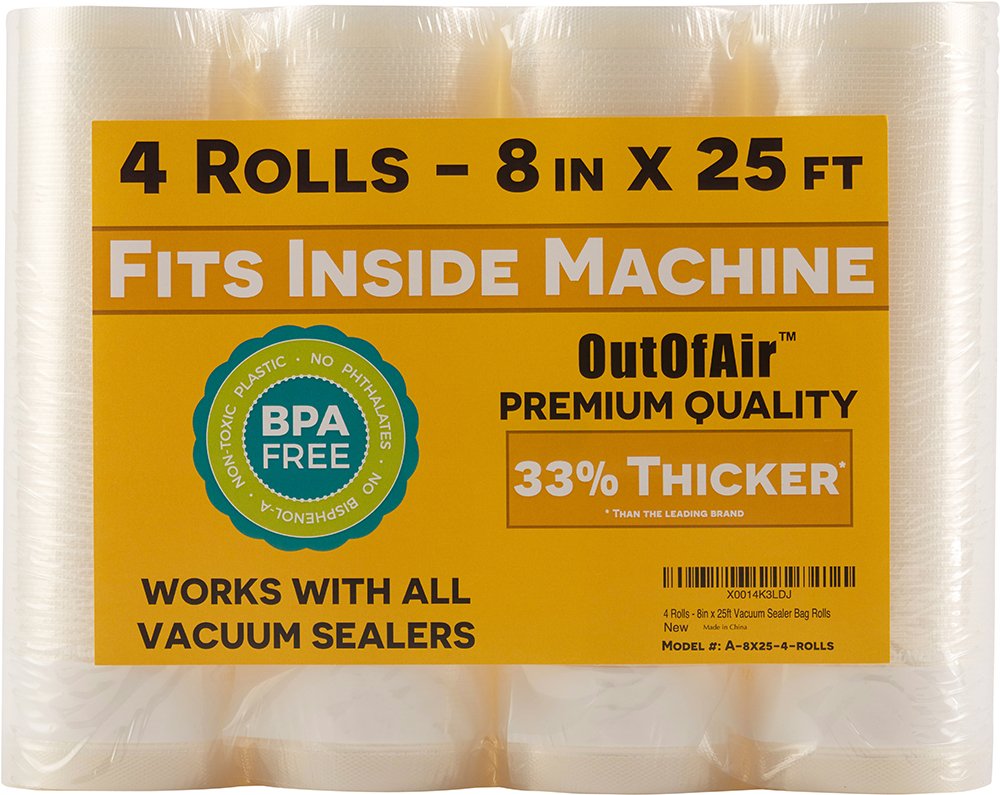 OutOfAir rollos 8x25 dentro de la máquina, almacenamiento práctico