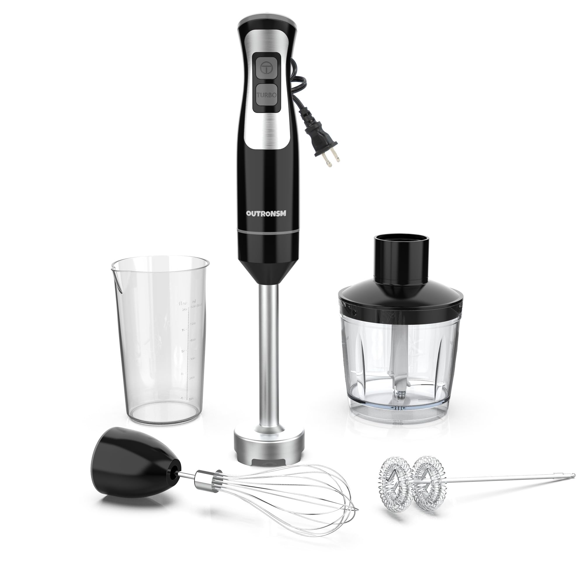 Batidora de mano OUTRONSM con cuchillas 4 puntas para mezclas suaves y homogéneas.