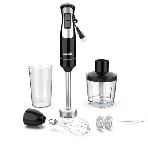 Batidora de mano OUTRONSM con cuchillas 4 puntas para mezclas suaves y homogéneas.