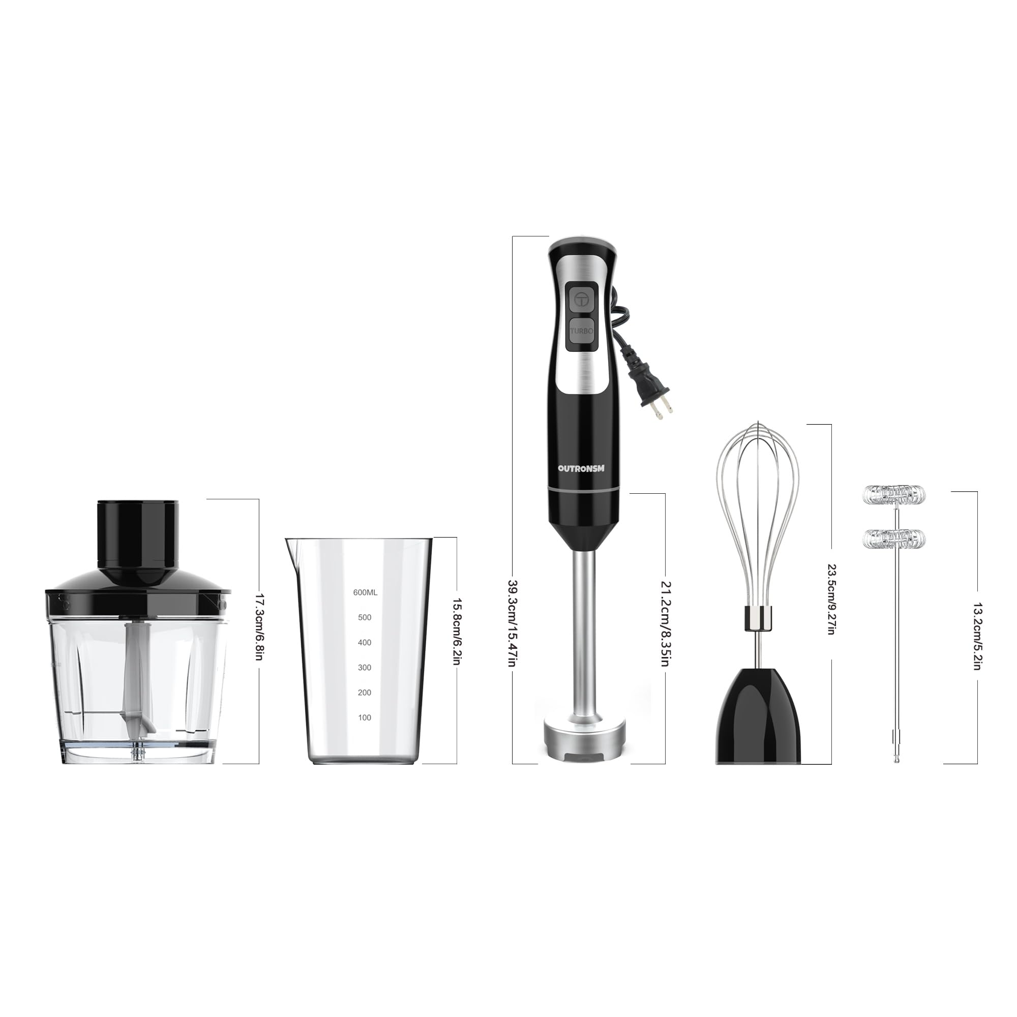 Picadora 500 ml OUTRONSM para picar hierbas, frutos secos y quesos.
