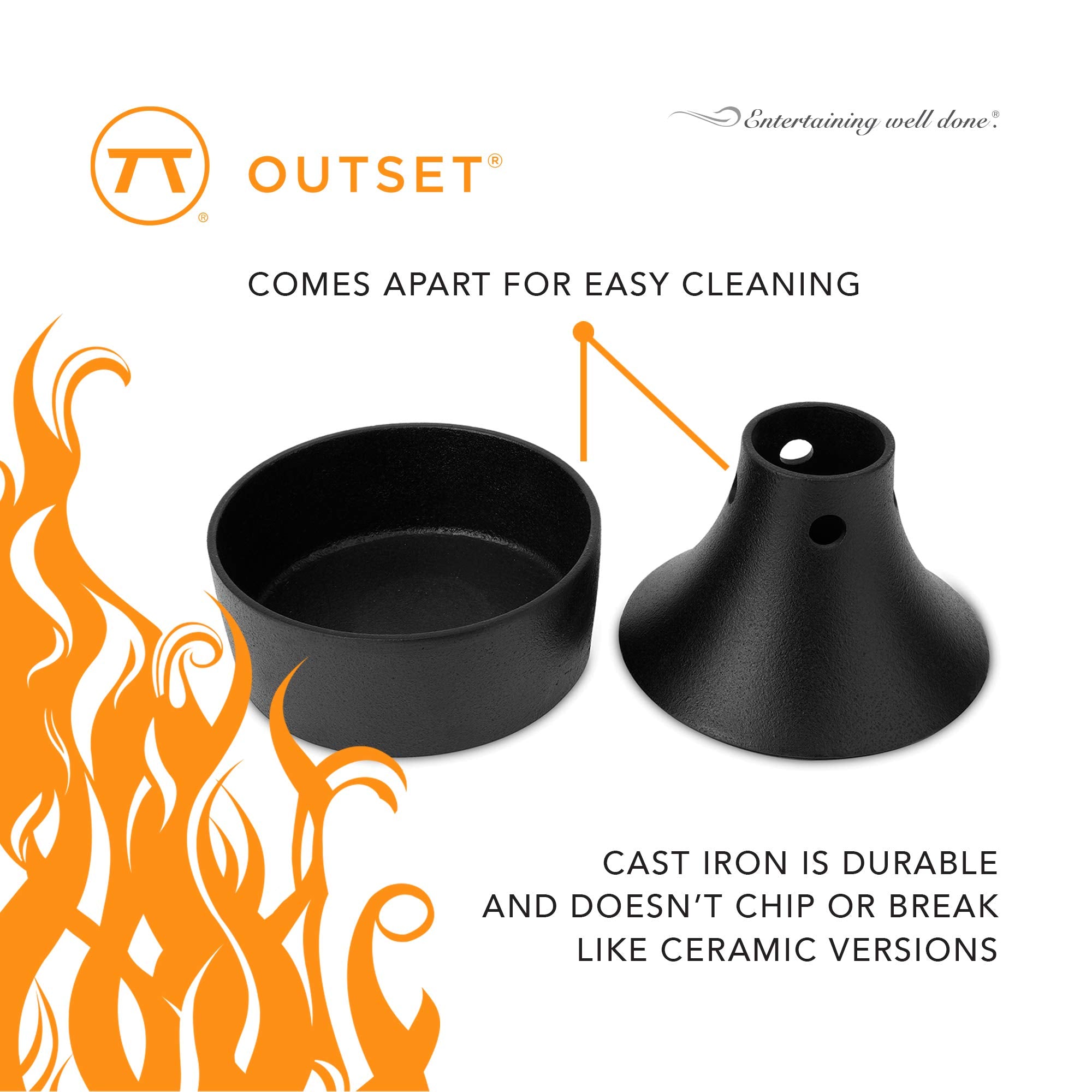 Outset: asador de ajo en hierro forjado para aroma intenso.
