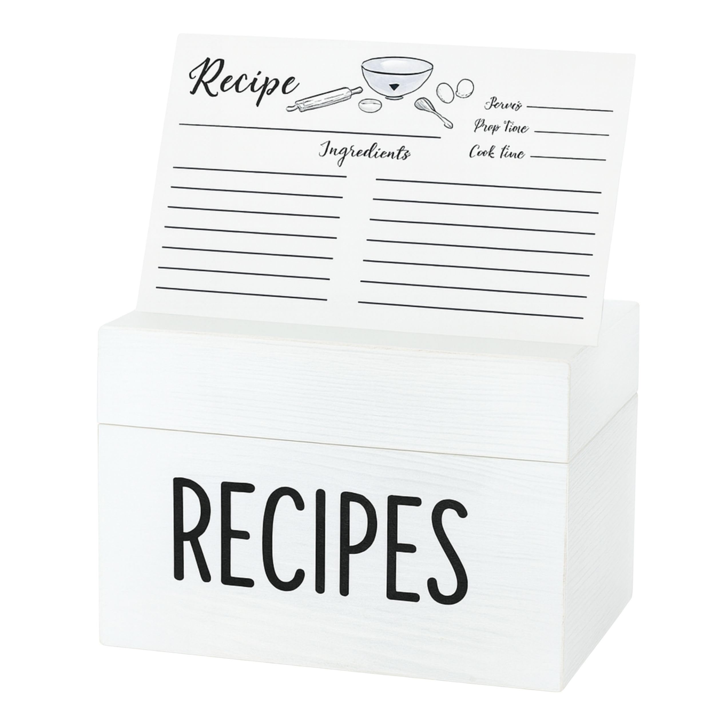 OUTSHINE: caja de recetas blanca grande para ordenar tarjetas y dividir categorías