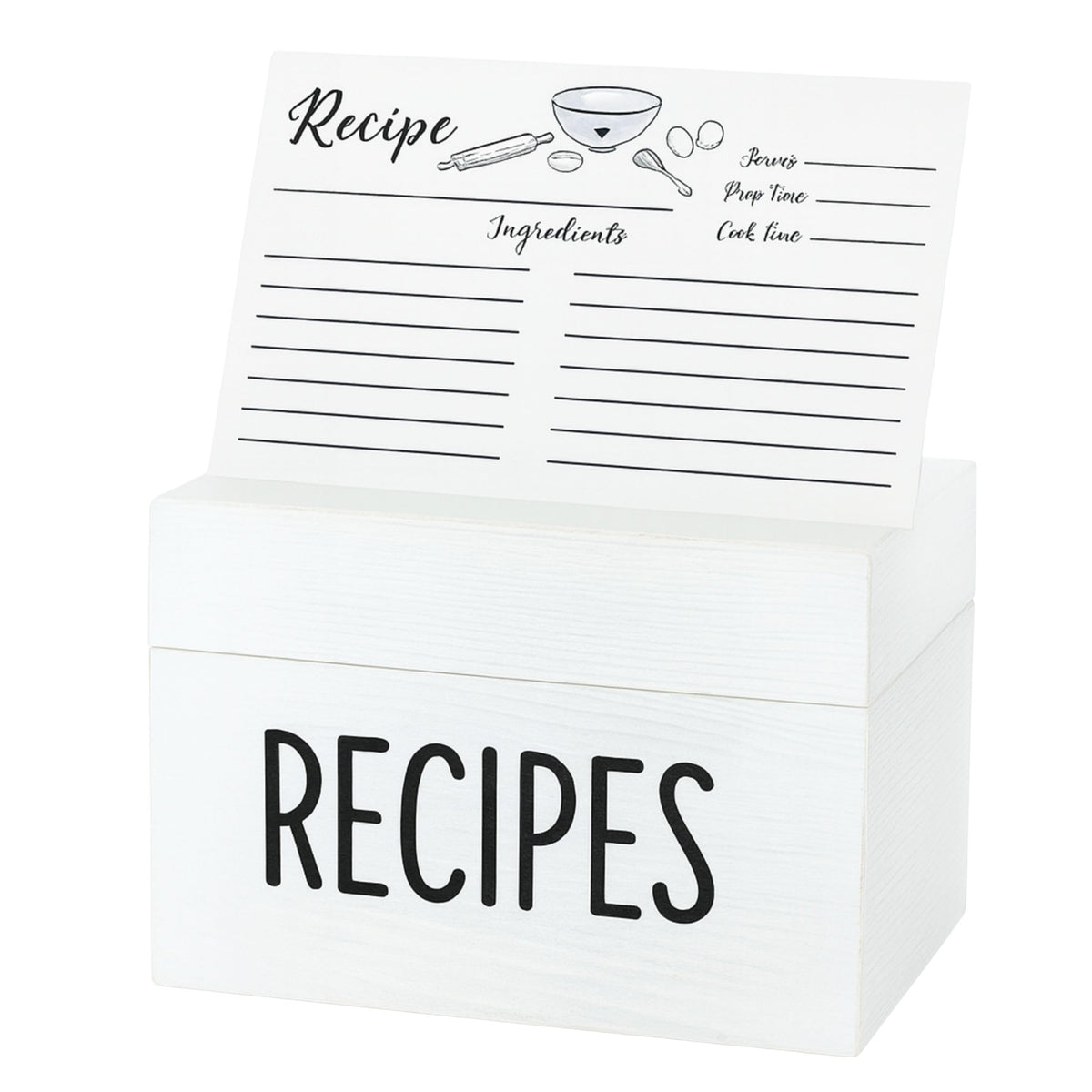 OUTSHINE: caja de recetas blanca grande para ordenar tarjetas y dividir categorías
