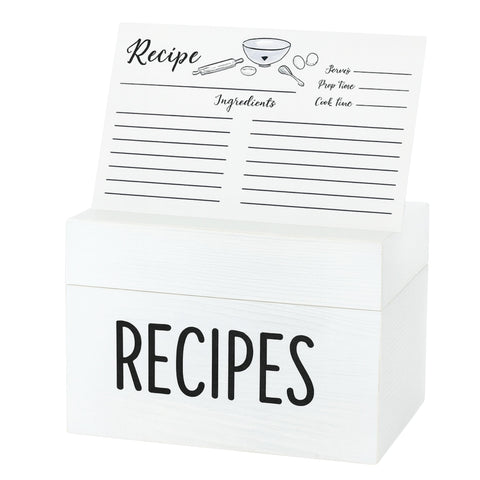 OUTSHINE: caja de recetas blanca grande para ordenar tarjetas y dividir categorías