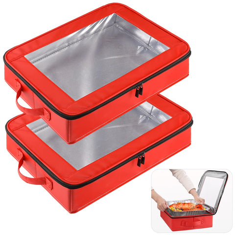 OUTXE porta-bandejas 9x13 con tapa rojo, vista frontal para servicio elegante.