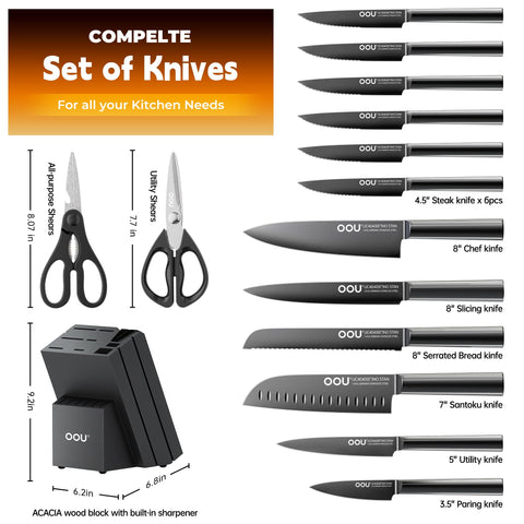 Cuchillo chef OOU de 8 pulgadas, filo preciso para preparar recetas diarias.