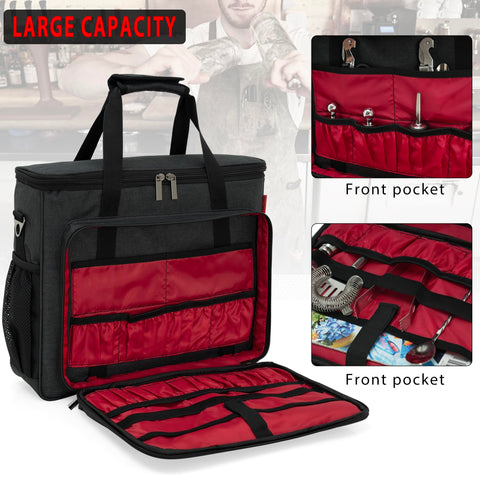 OUUTMEE bolsa bartender gran capacidad con 4 divisiones para organizar utensilios
