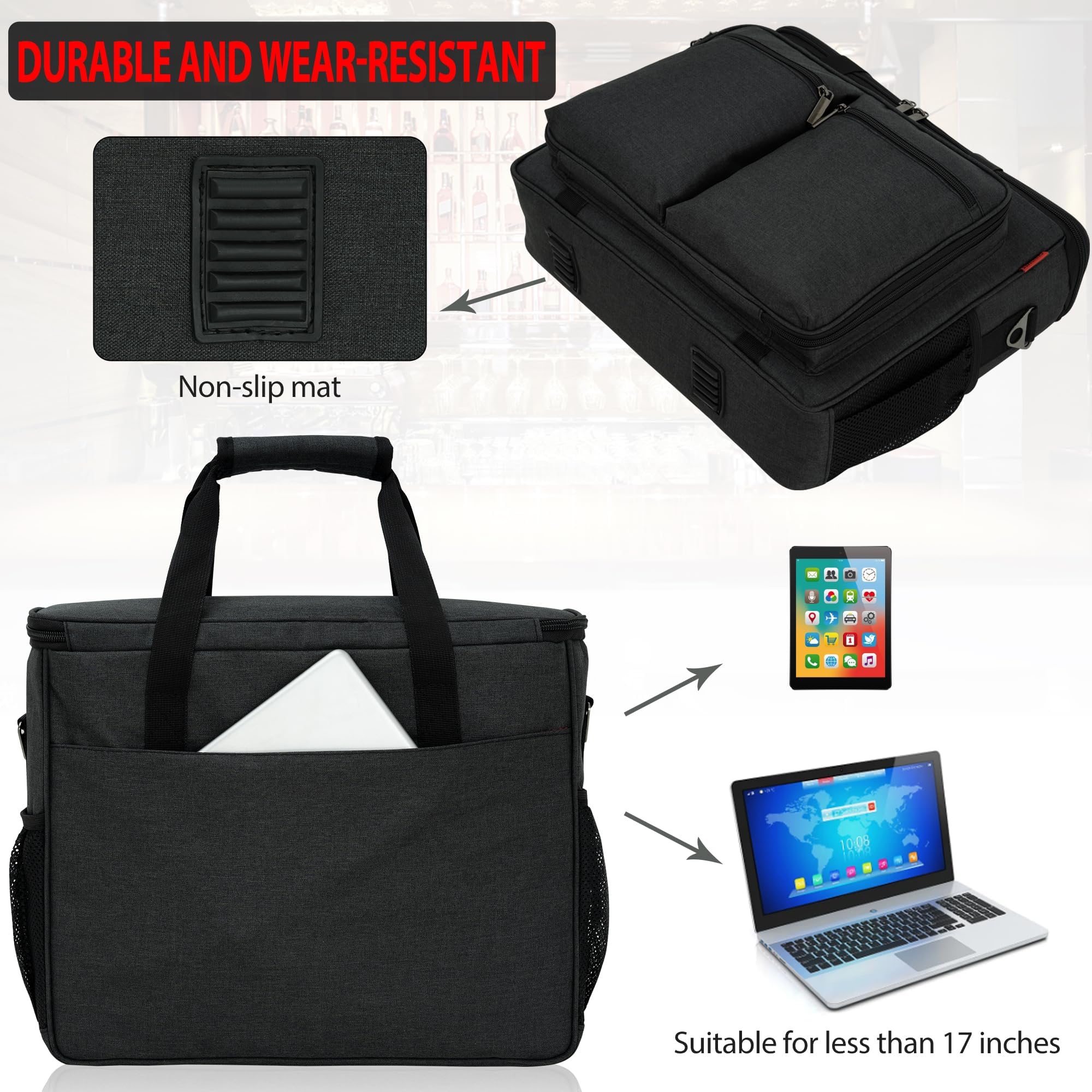 OUUTMEE bolsa bartender con compartimentos para bebidas y botellas