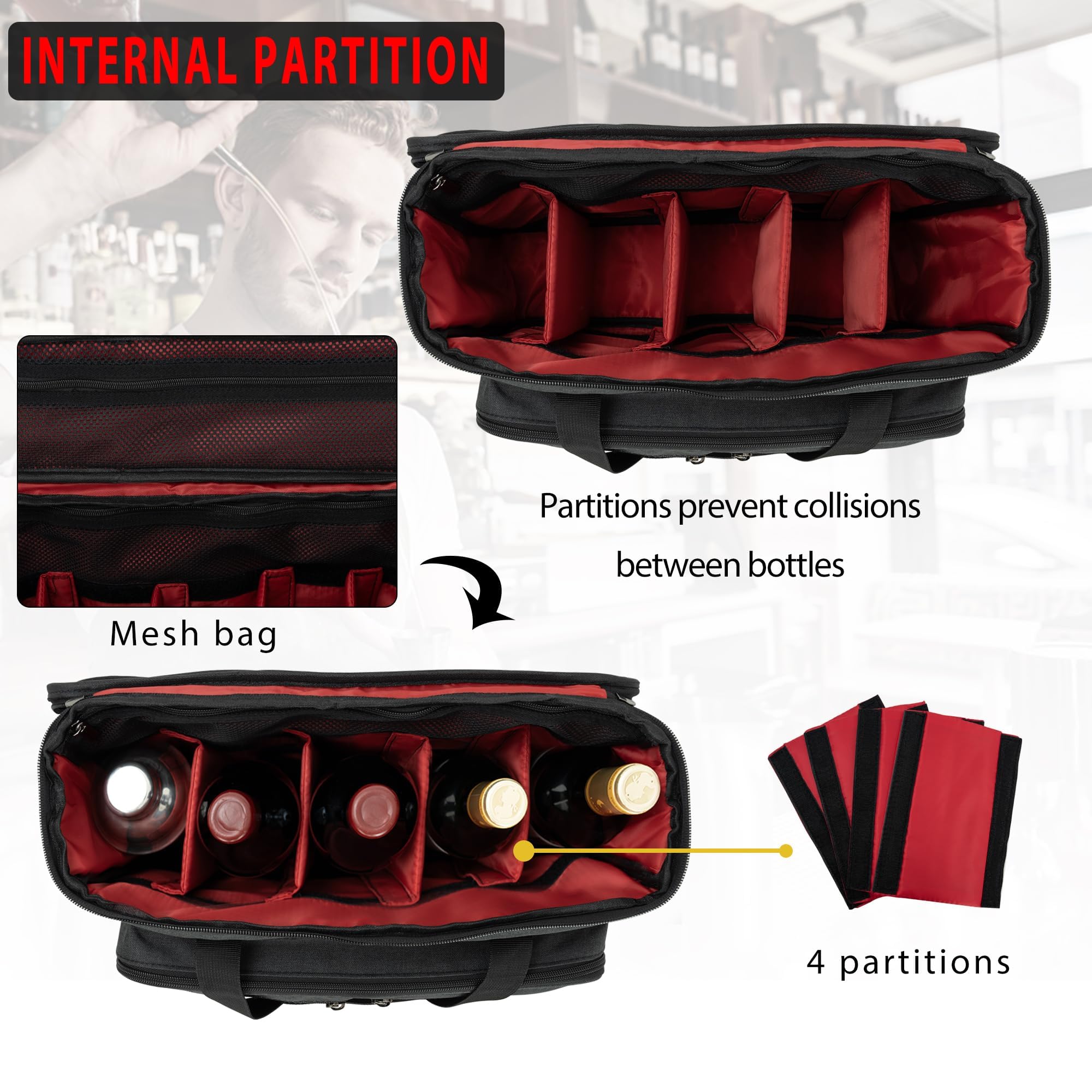 OUUTMEE bolsa bartender con correa desmontable y asa superior para transporte cómodo