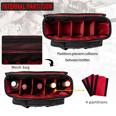OUUTMEE bolsa bartender con correa desmontable y asa superior para transporte cómodo