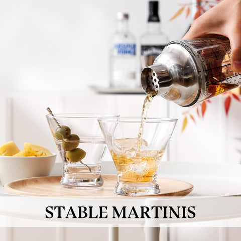 OUWO copa martini de cristal sin plomo con brillo y durabilidad para cócteles.