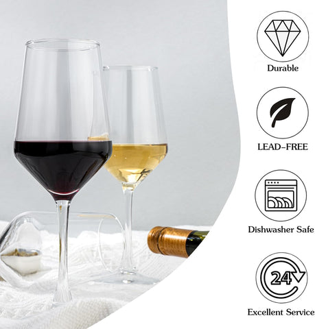 Ouwo: juego de 4 vasos con diseño clásico para disfrutar vino tinto y blanco en reuniones.