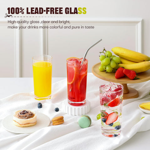 Vaso alto OUWO, cristal claro para bebidas elegantes
