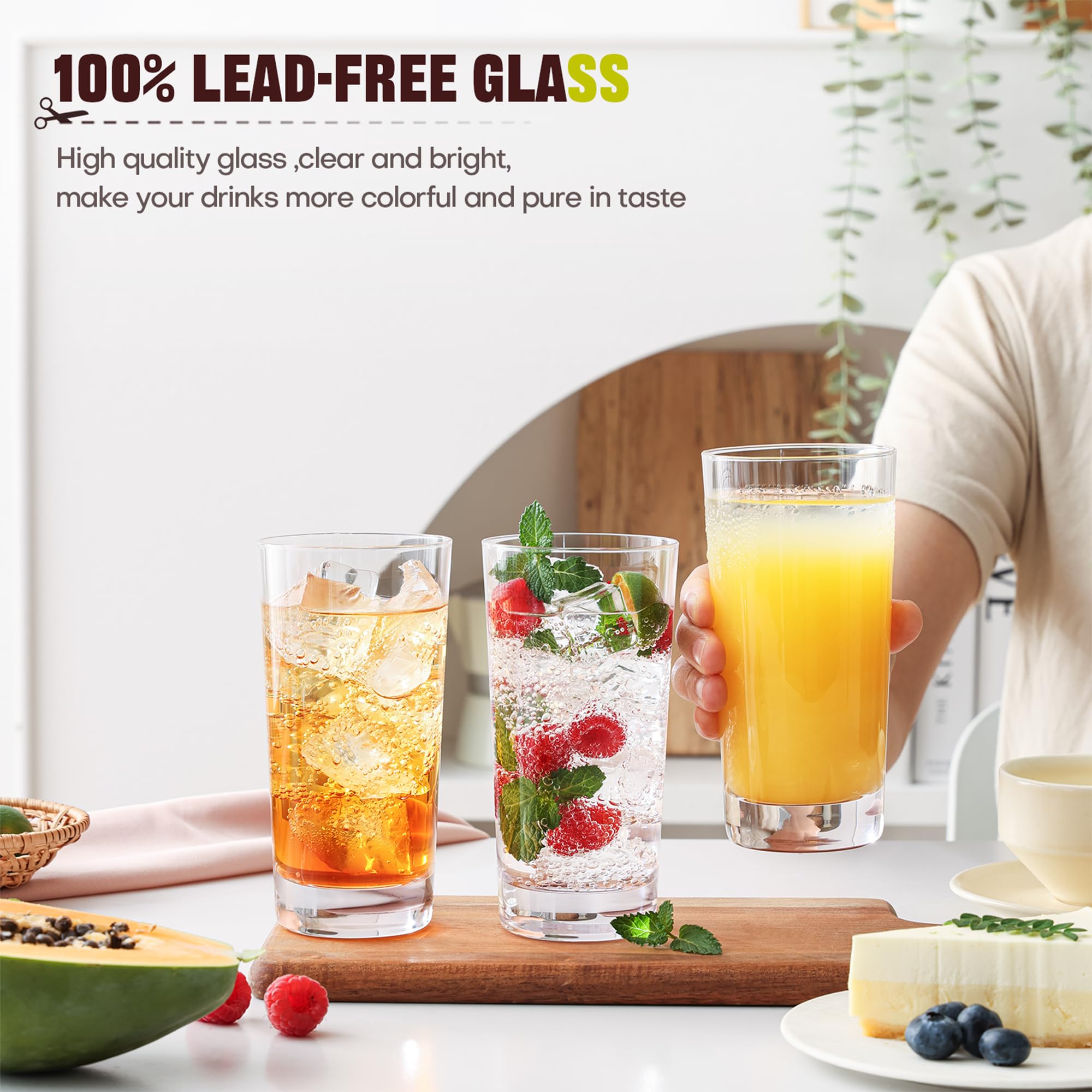 OUWO vaso alto 13oz detalle cristal, claridad que realza la presentación.