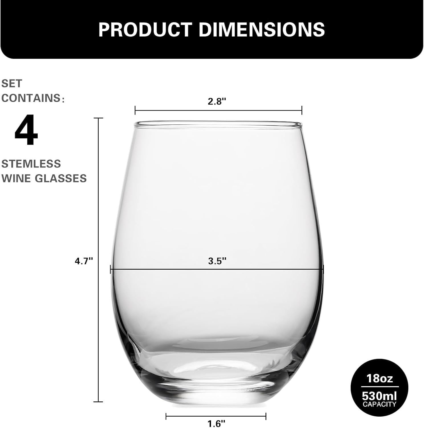 OUWO vaso sin tallo para vinos rojo y blanco