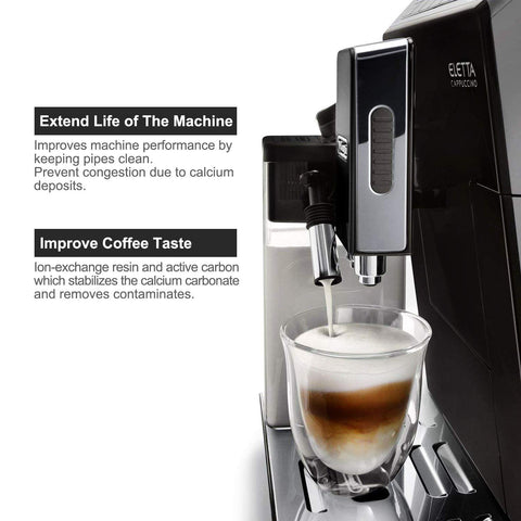 Ouxunus filtro reduce cloro y metales, con Delonghi, para bebidas más limpias.