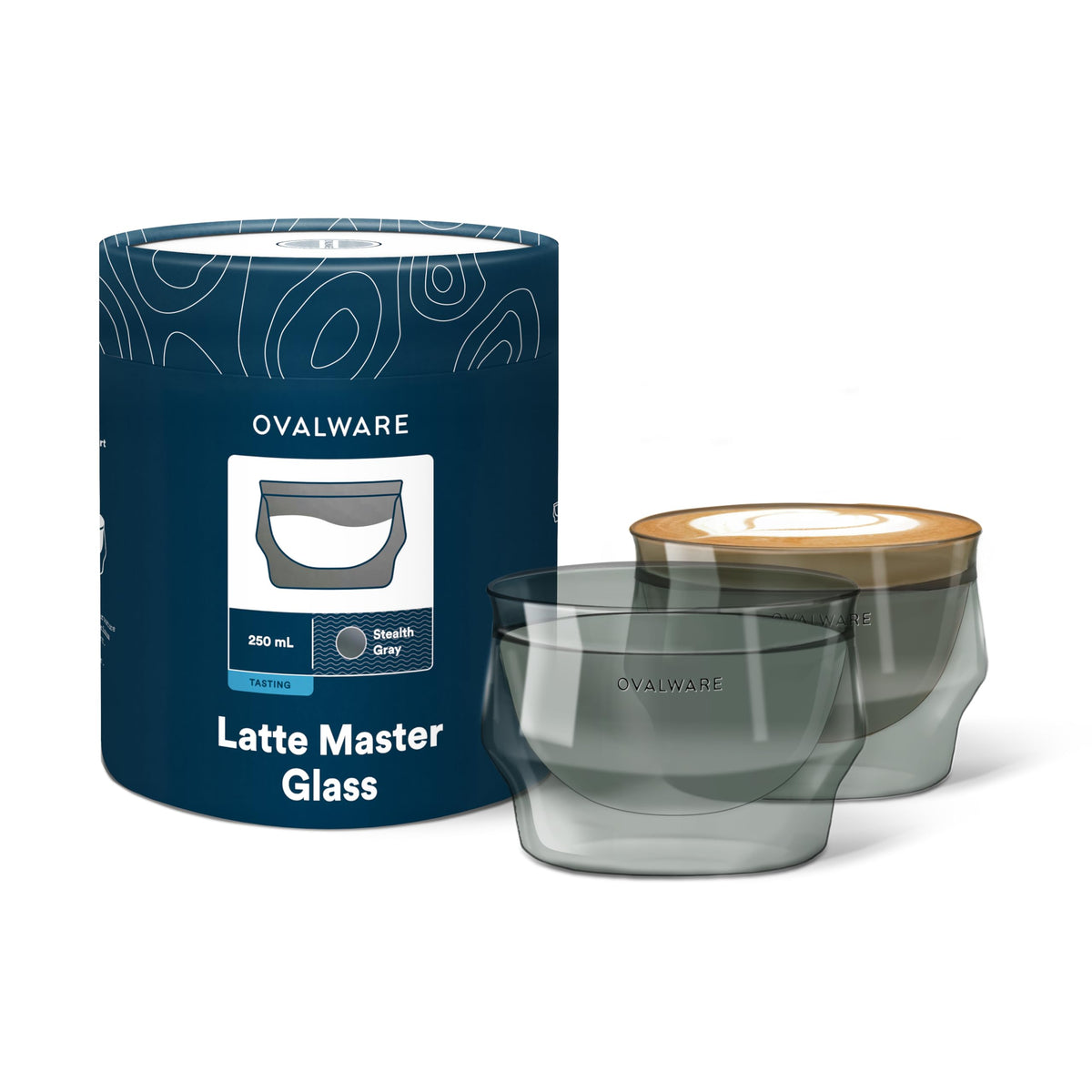 Ovalware copas de latte de doble pared 8.5 oz para bebidas calientes, estilo Stealth.