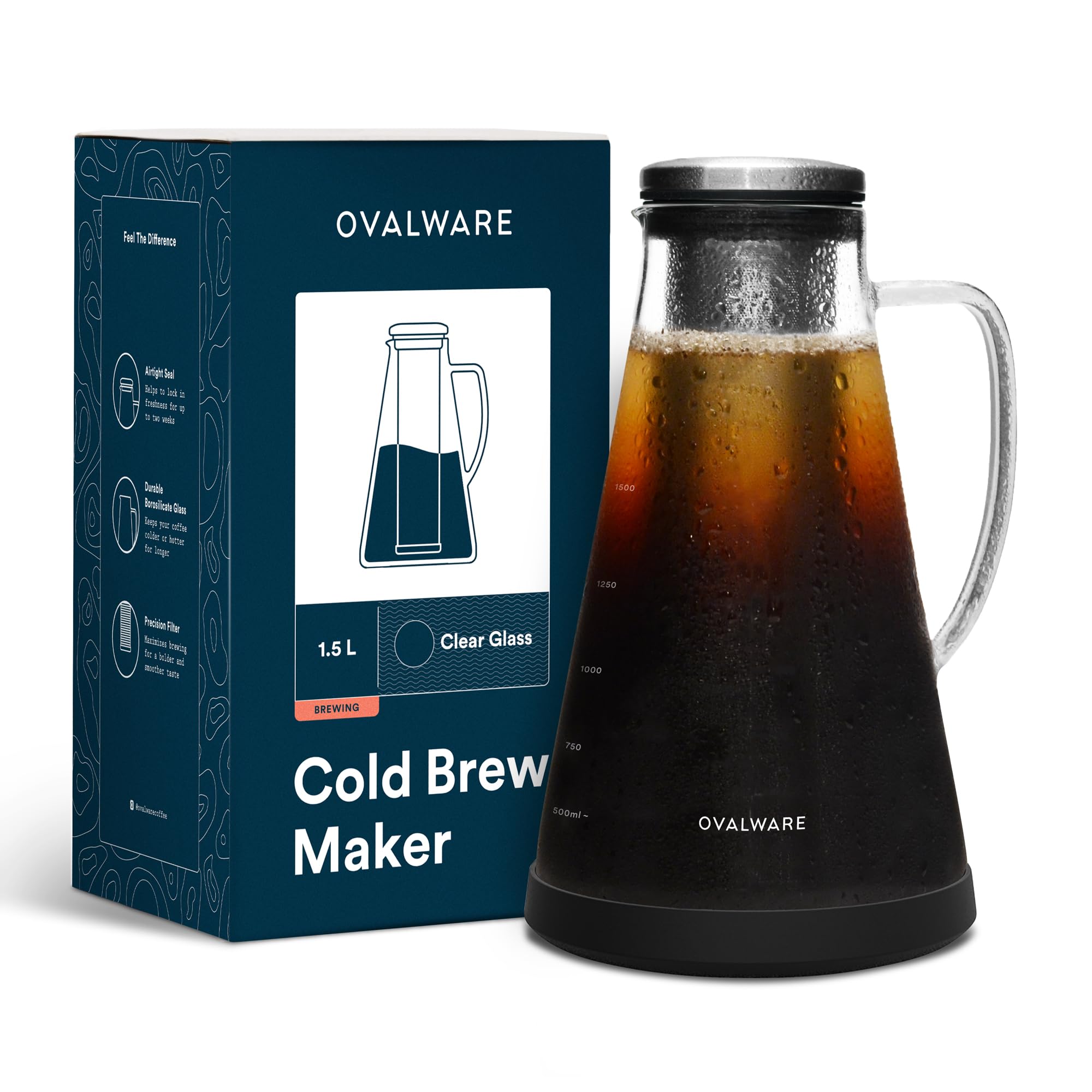 Jarra Ovalware para infusión fría de 1,5 L, lista para enfriar y servir.