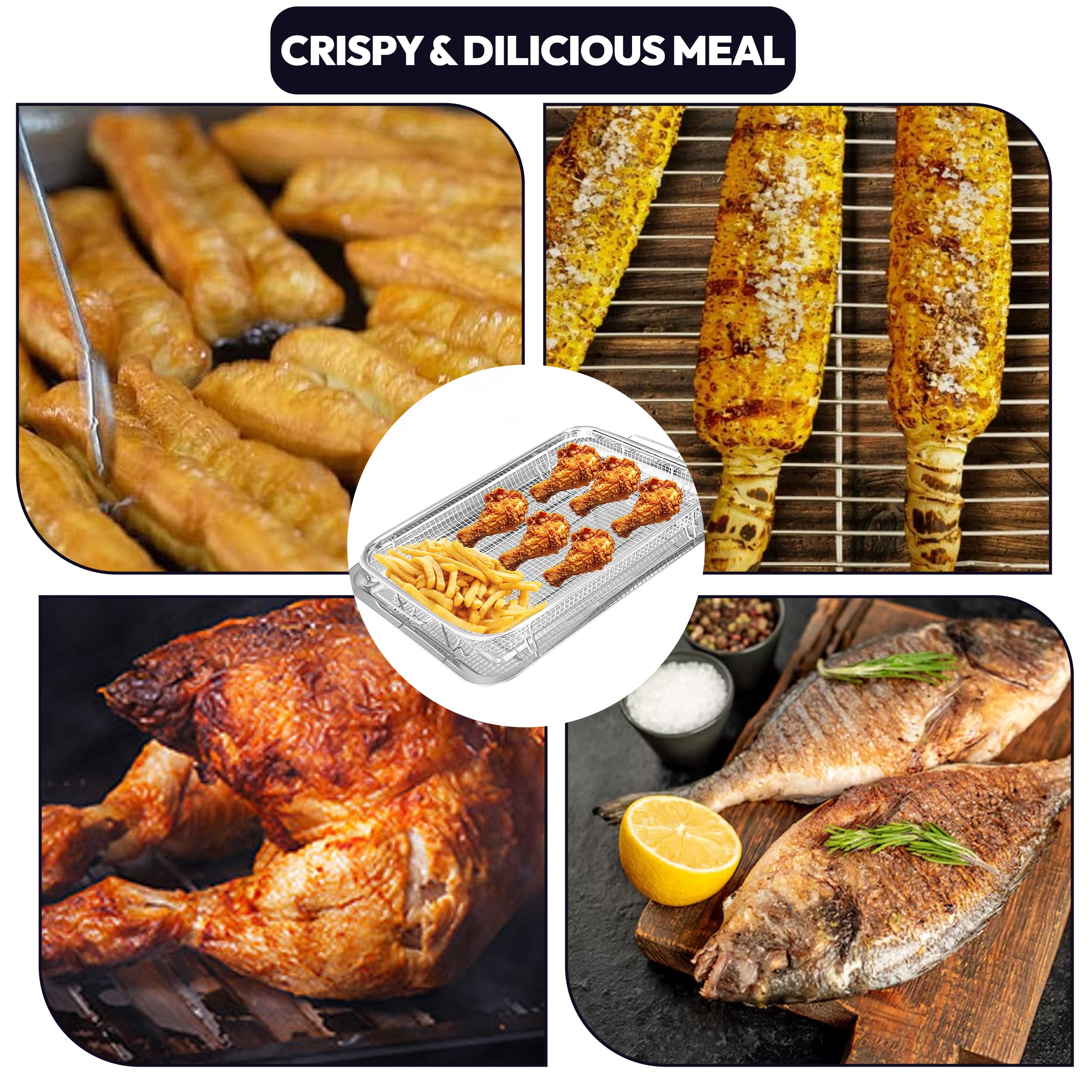 OvenCrisp tamaño grande para familias y reuniones con porciones grandes.