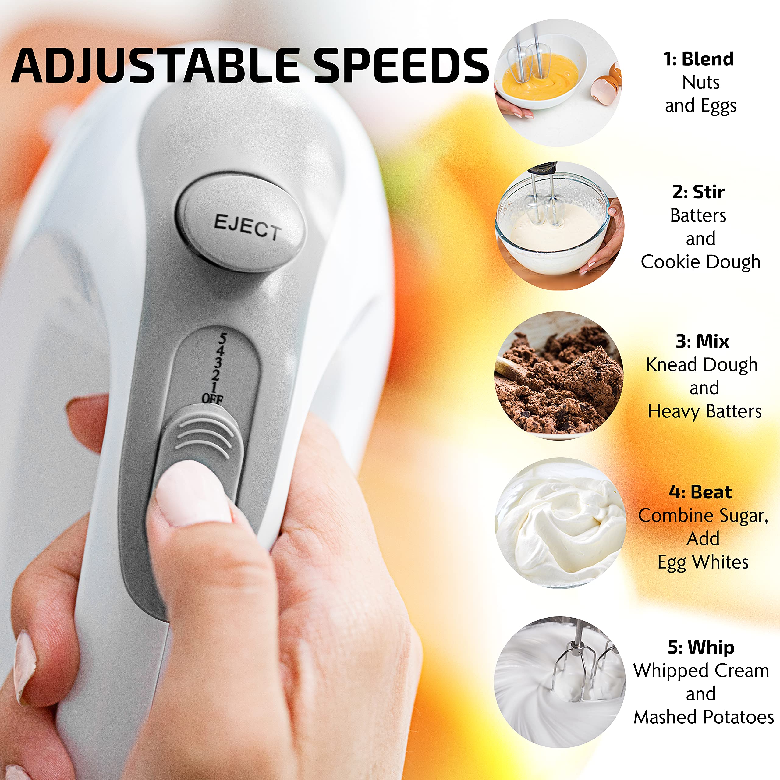 Mango ergonómico de HM151W para un agarre cómodo durante la mezcla.