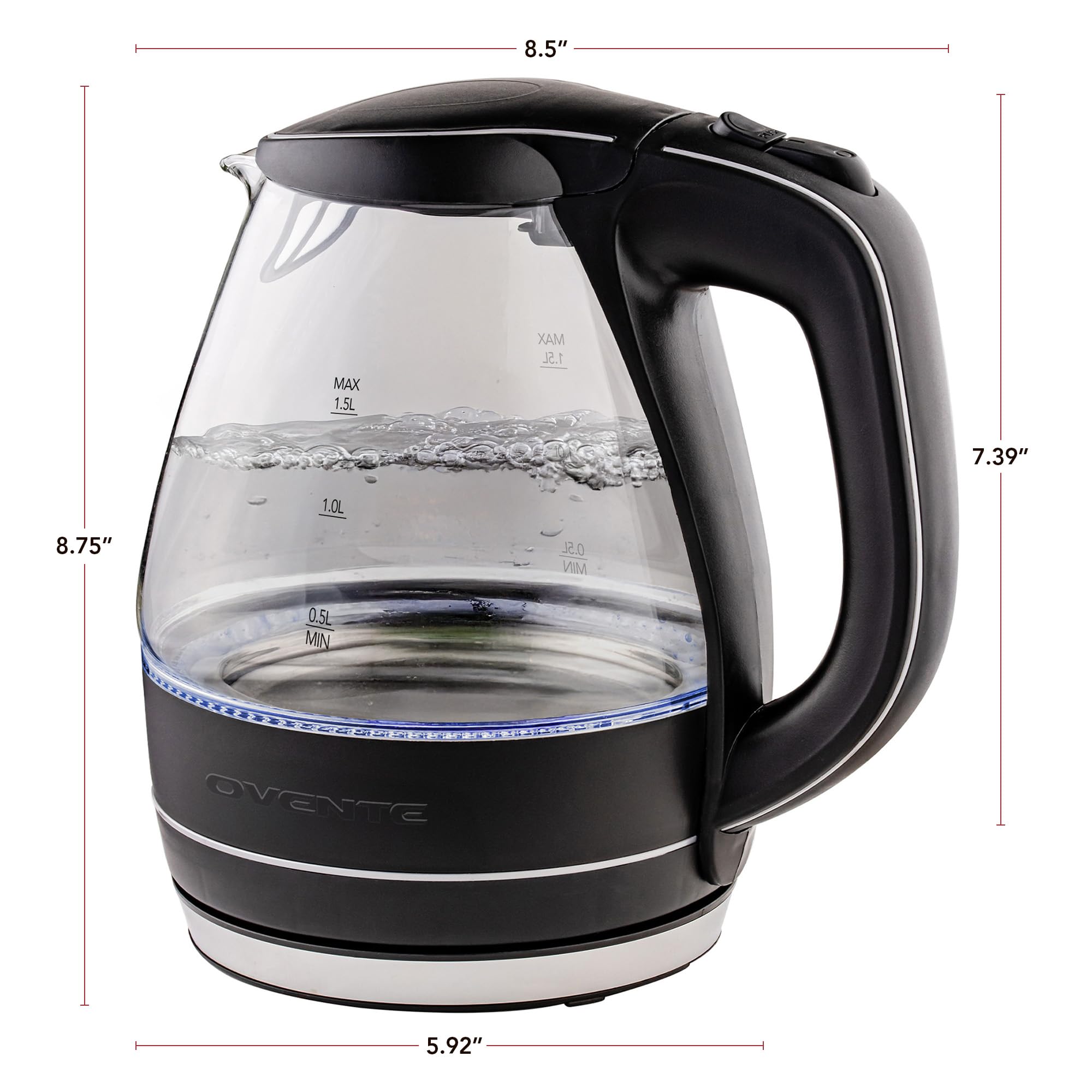 Hervidor OVENTE KG83 capacidad de 1.5 litros para varias tazas.