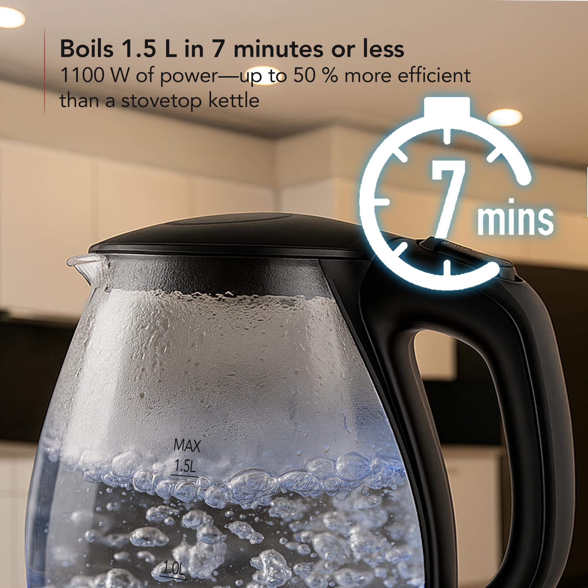 Hervidor OVENTE KG83 tapa con cierre seguro para seguridad.