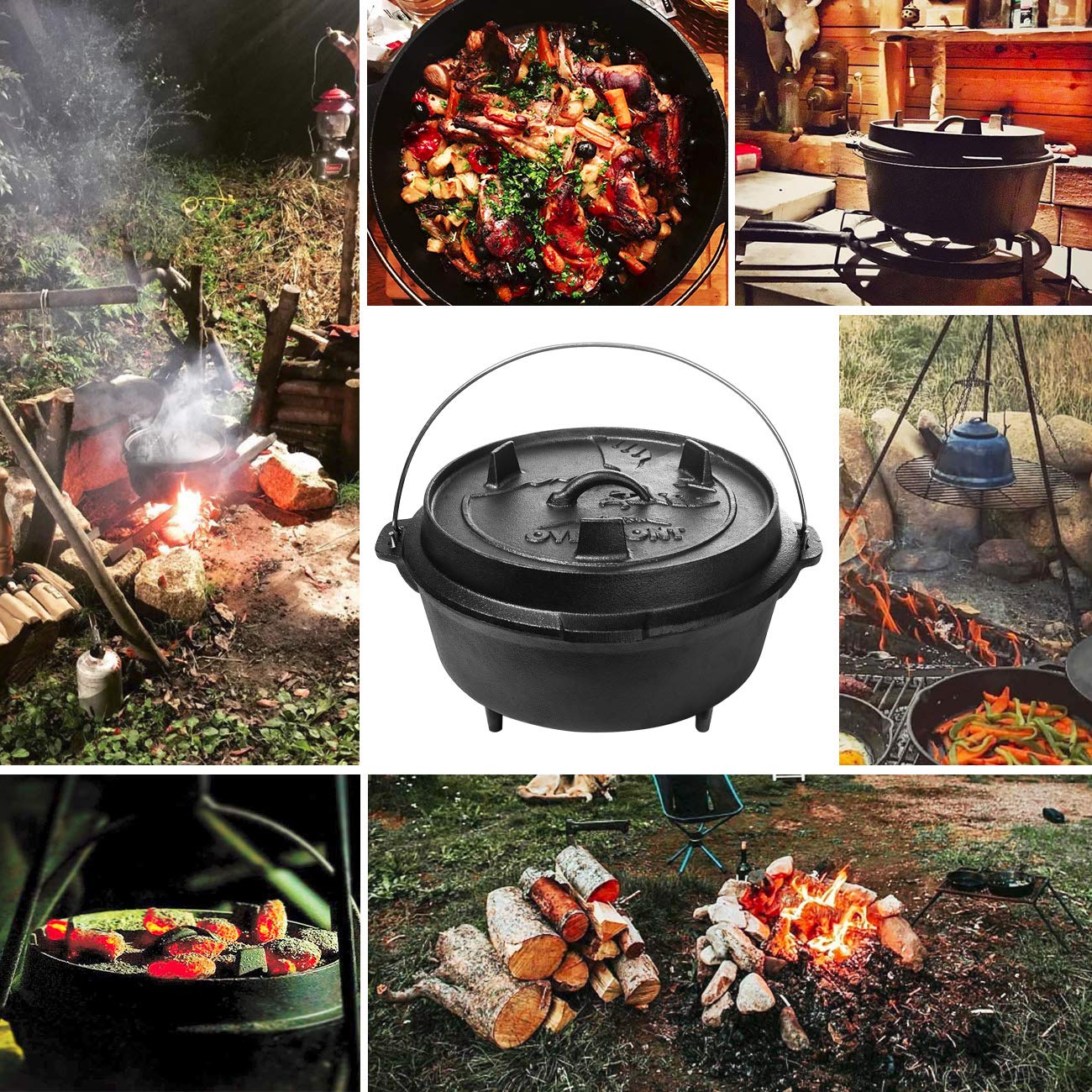 Overmont asado de pollo en campamento, cocción jugosa y uniforme.