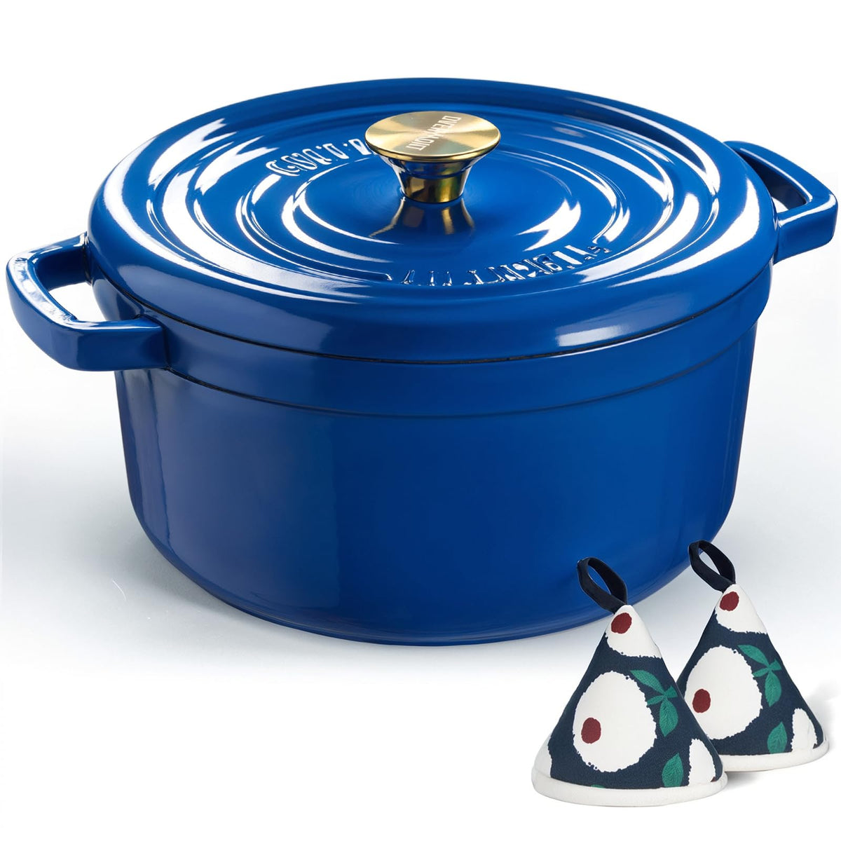 Overmont olla humeante de hierro enamelado 5qt con tapa para guisos sabrosos