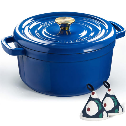 Overmont olla humeante de hierro enamelado 5qt con tapa para guisos sabrosos