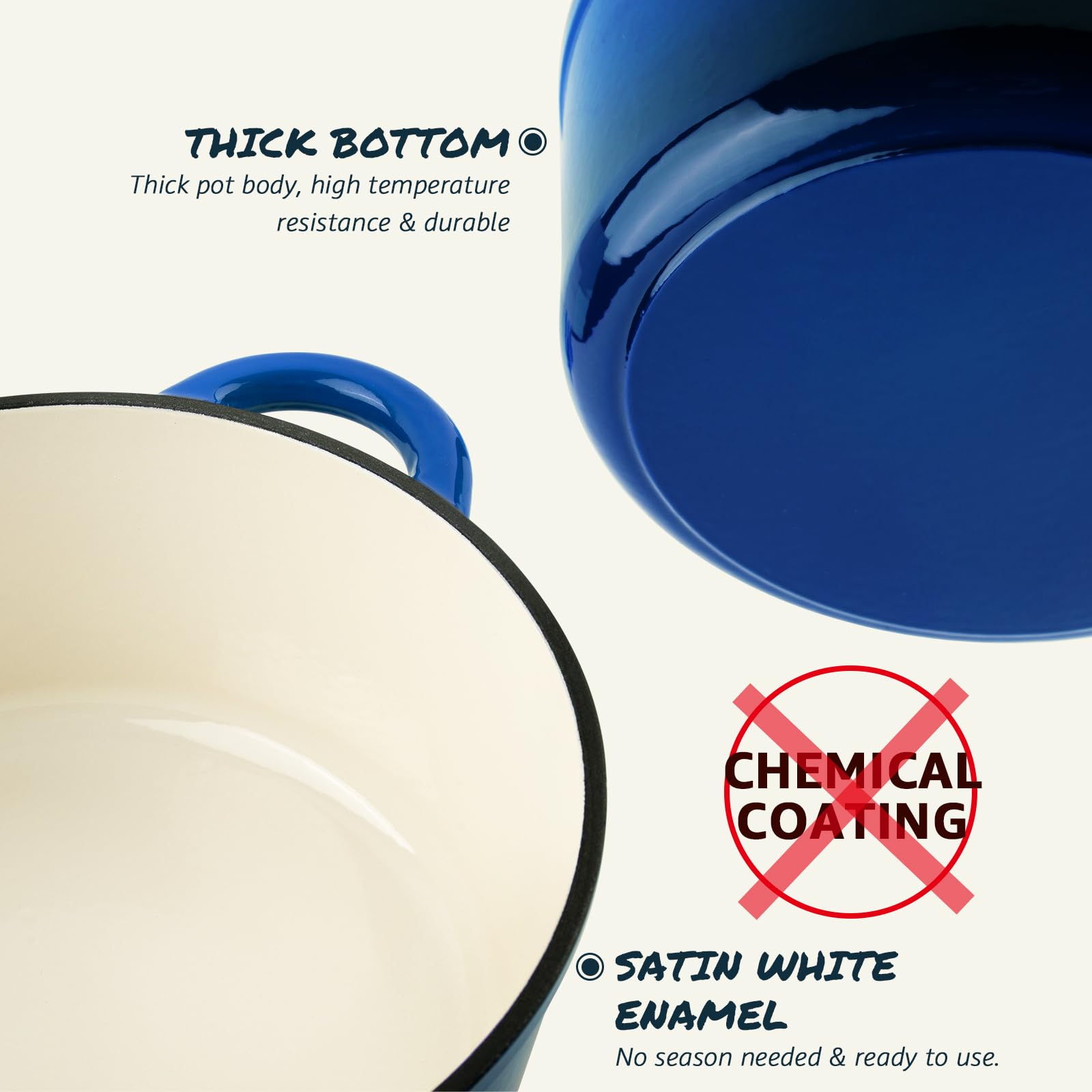 Olla Overmont esmaltada azul 7QT, libro de cocina incluido para inspiración.