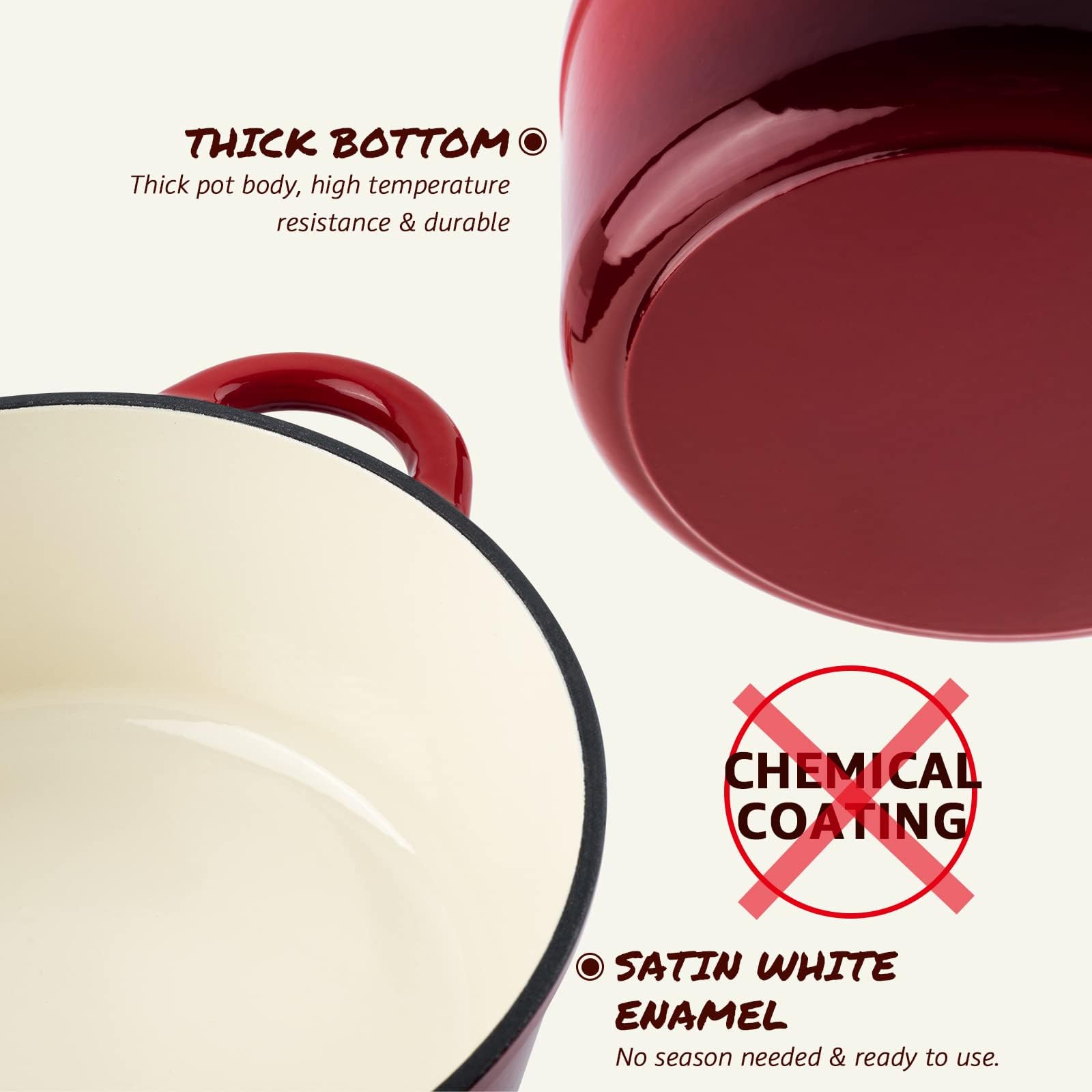 Overmont Olla esmaltada 5.5QT, libro de recetas incluido para inspirar platos.